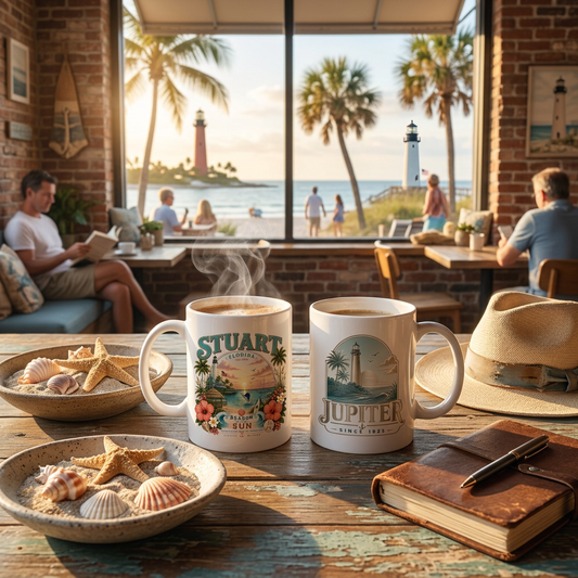 Jupiter Florida Lighthouse Coffee Mug | Vintage Coastal Ceramic Mug | Florida Beach Gift