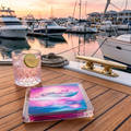 Sunset Boat Resin Coaster – Coastal Marina Drink Coaster