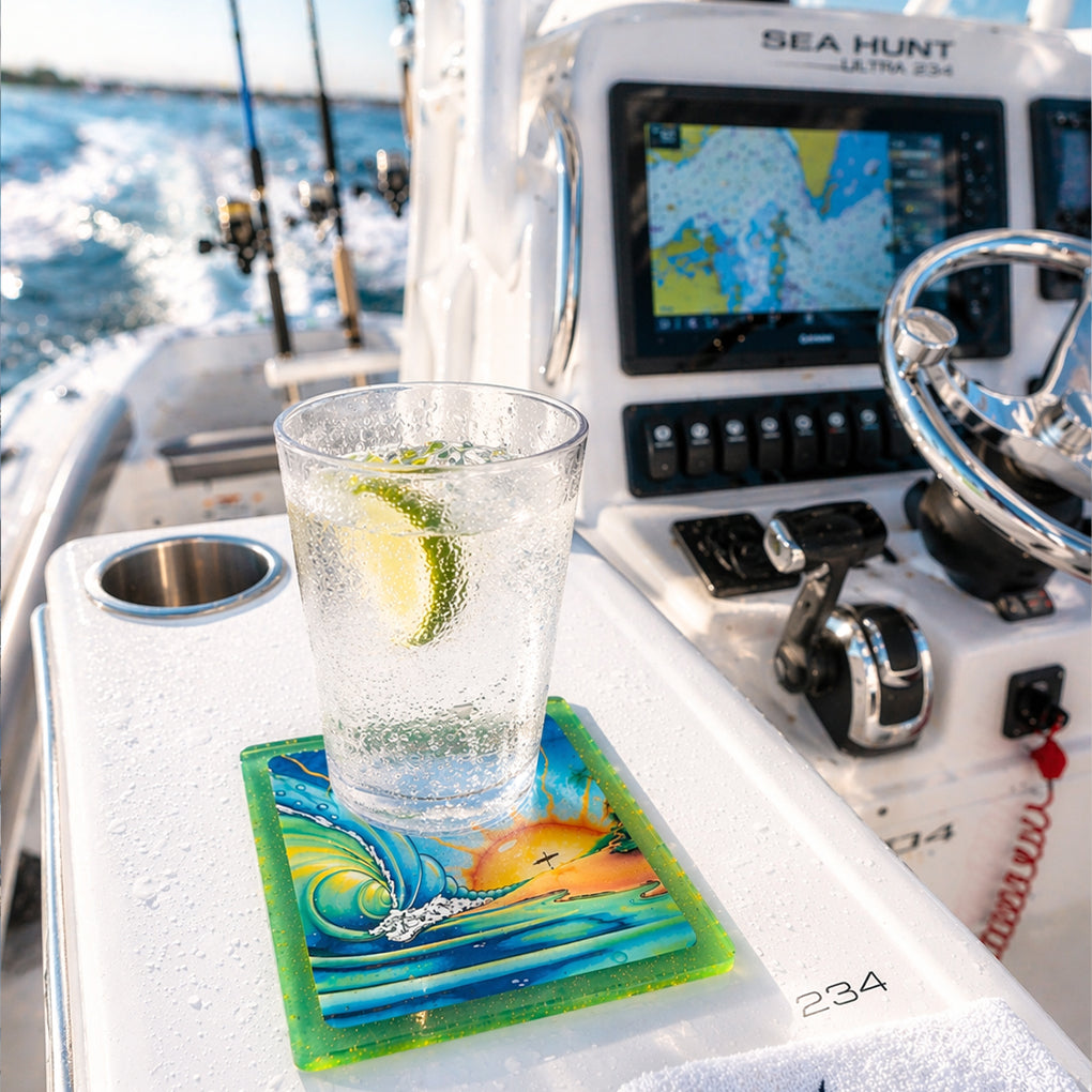 South Florida Wave Resin Drink Coaster