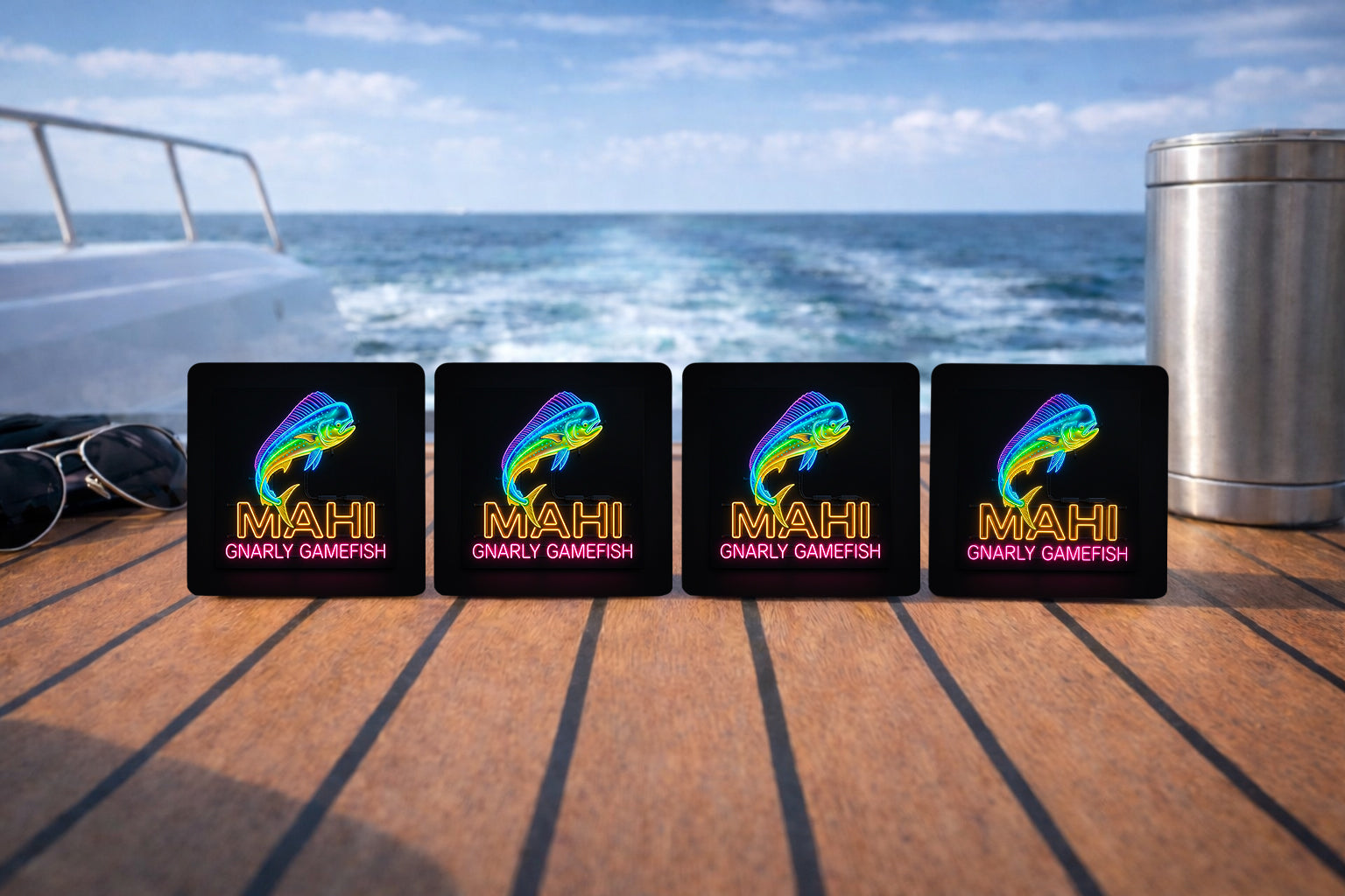 Neon Mahi 3” x 3” Aluminum Fishing Magnet