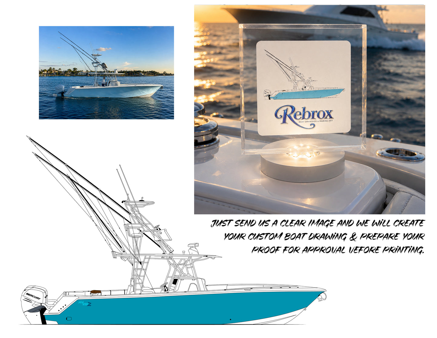 Square Custom Boat Light Block – Personalized LED Boat Art