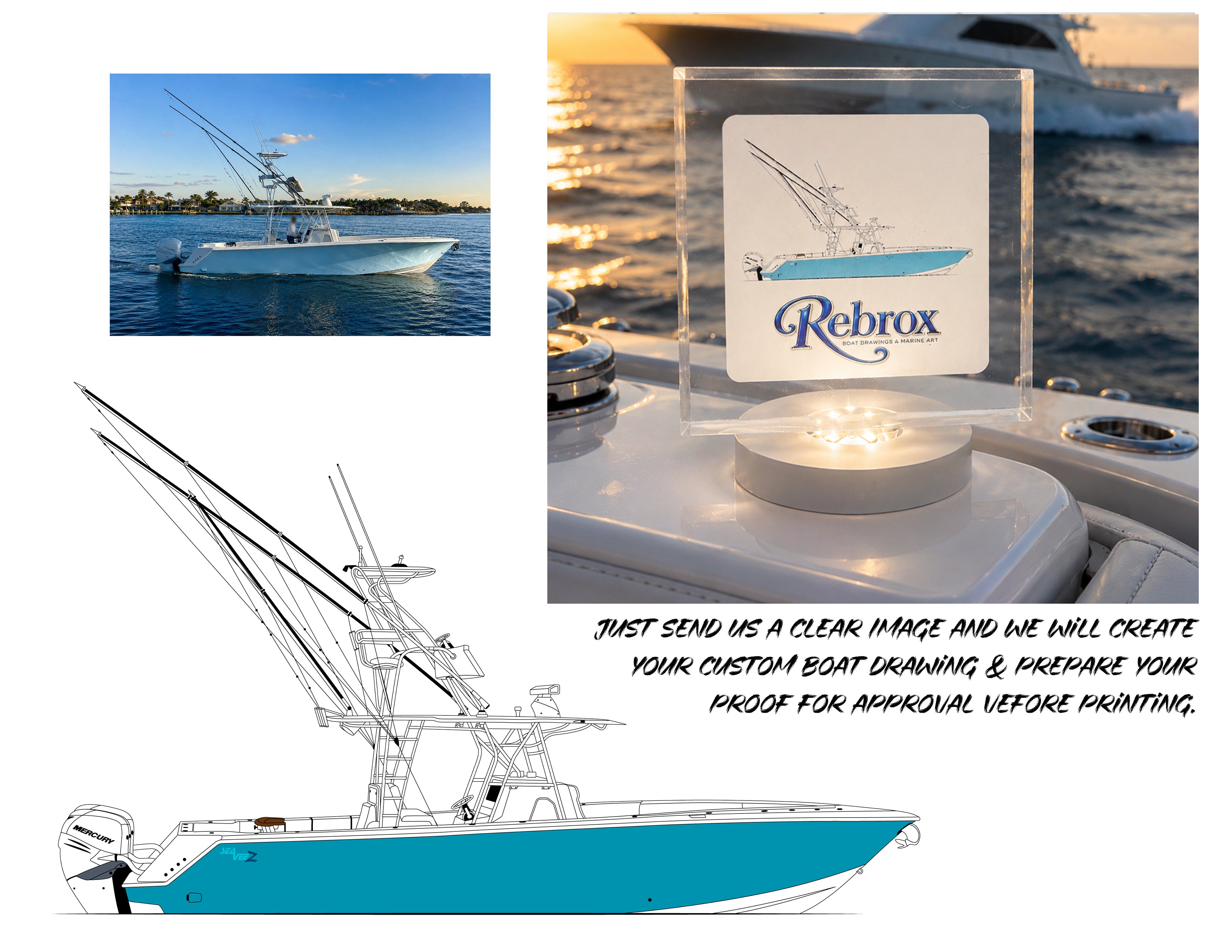 Square Custom Boat Light Block – Personalized LED Boat Art