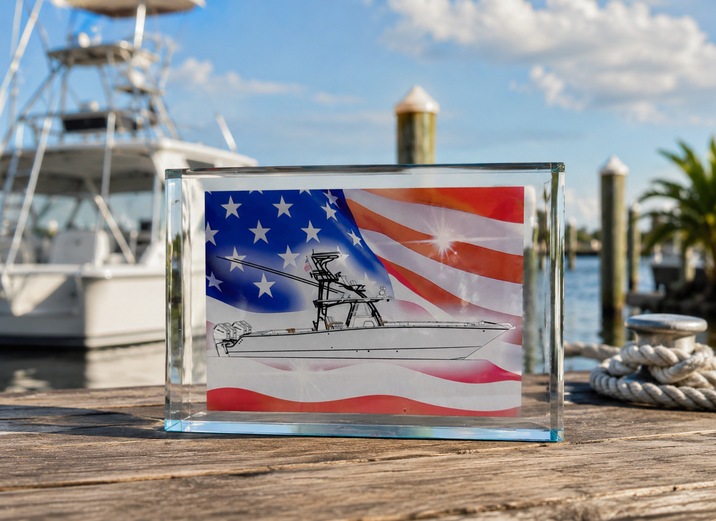Custom Patriotic Boat Art Block