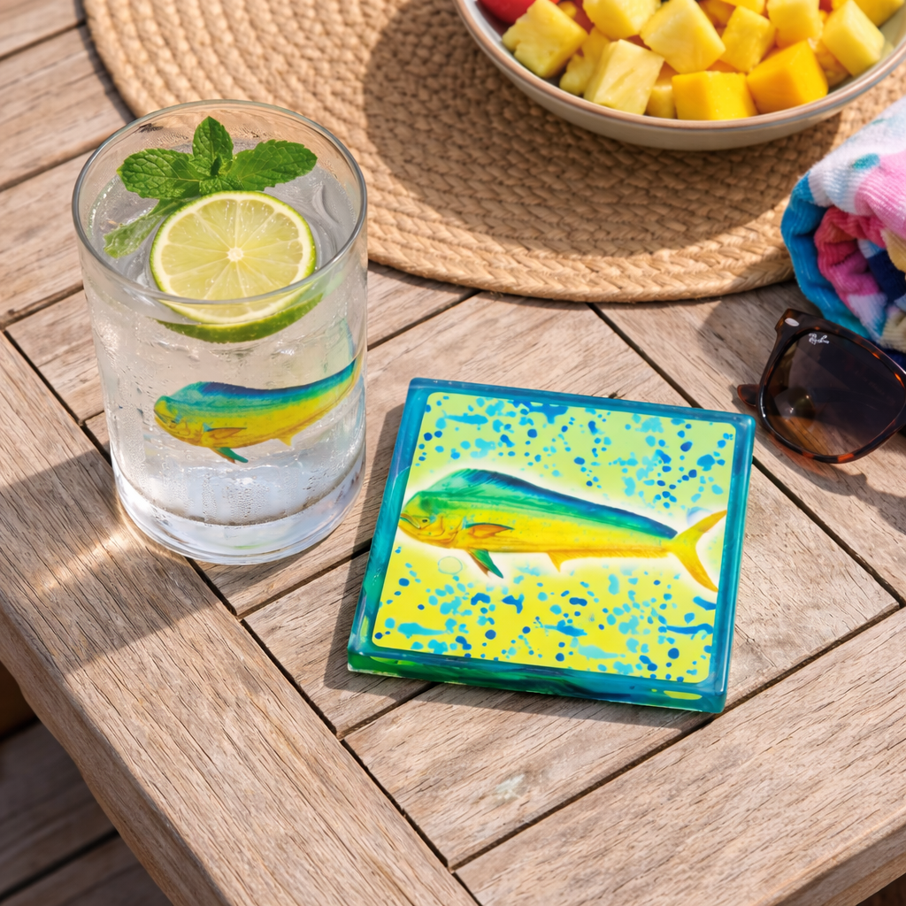 Mahi Skin Resin Coaster – Handcrafted Coastal Drink Coaster