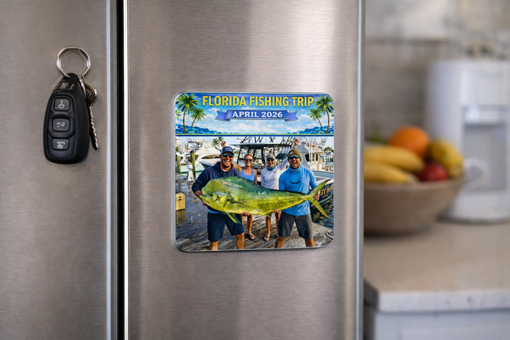 Custom Fishing Aluminum Magnet – Personalized Catch Keepsake