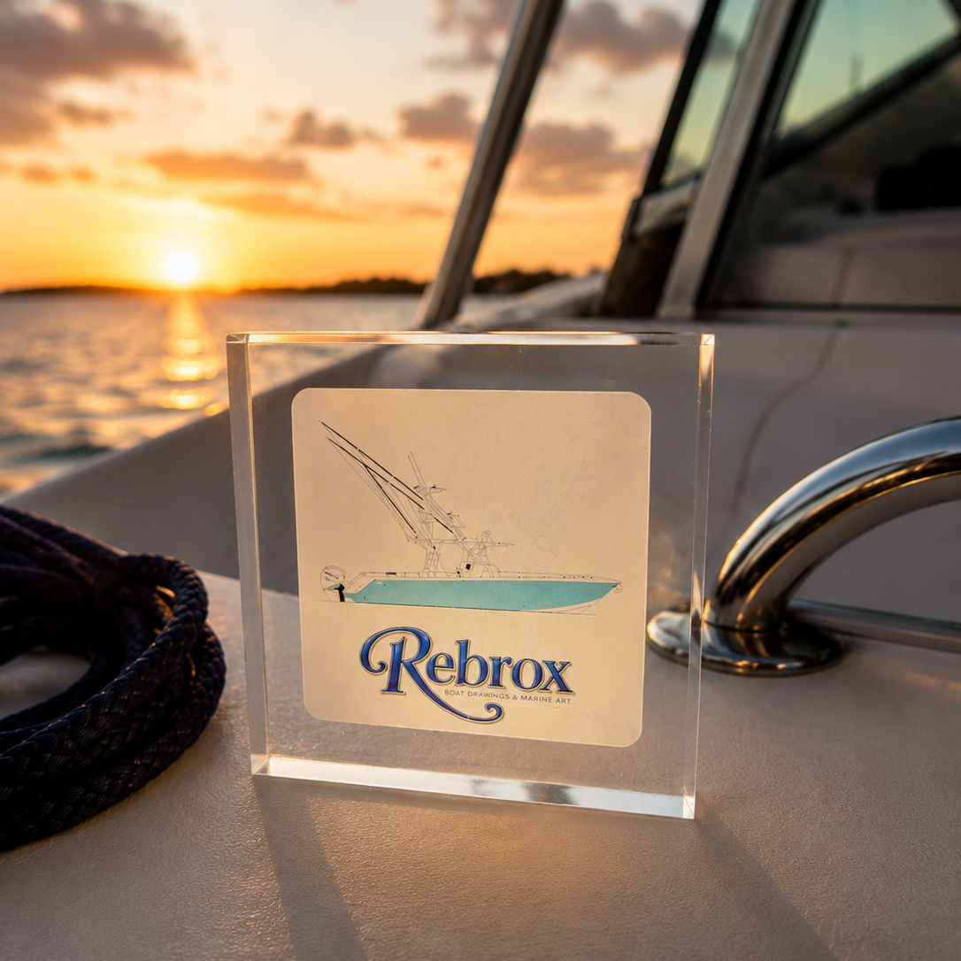 Custom Boat Drawing Resin Coaster Set – Personalized Nautical Coasters (Set of 4)
