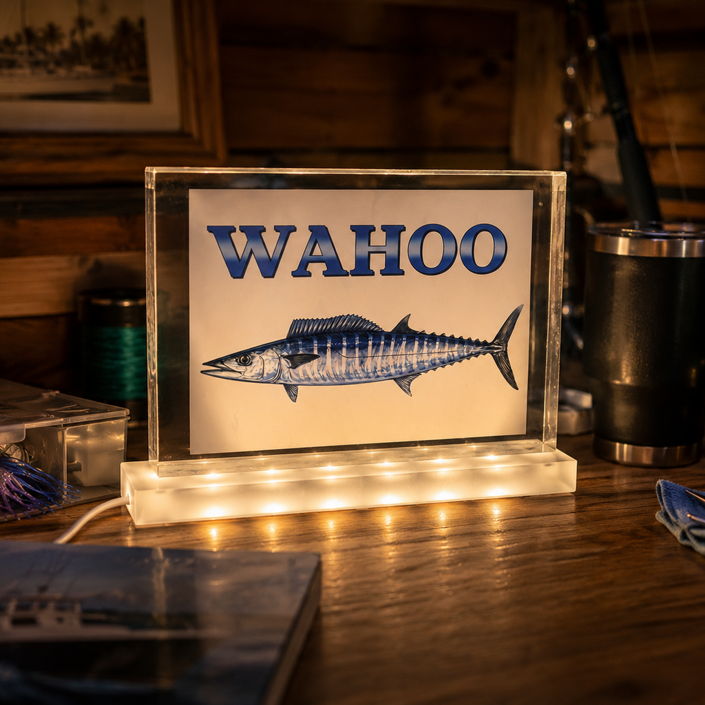 Wahoo Glow Light | Marine LED Art Block Coastal Fishing Decor