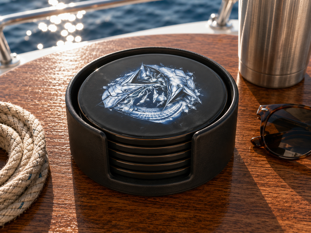 Black Wahoo Storm – Gloss Black Coastal Boat Coaster