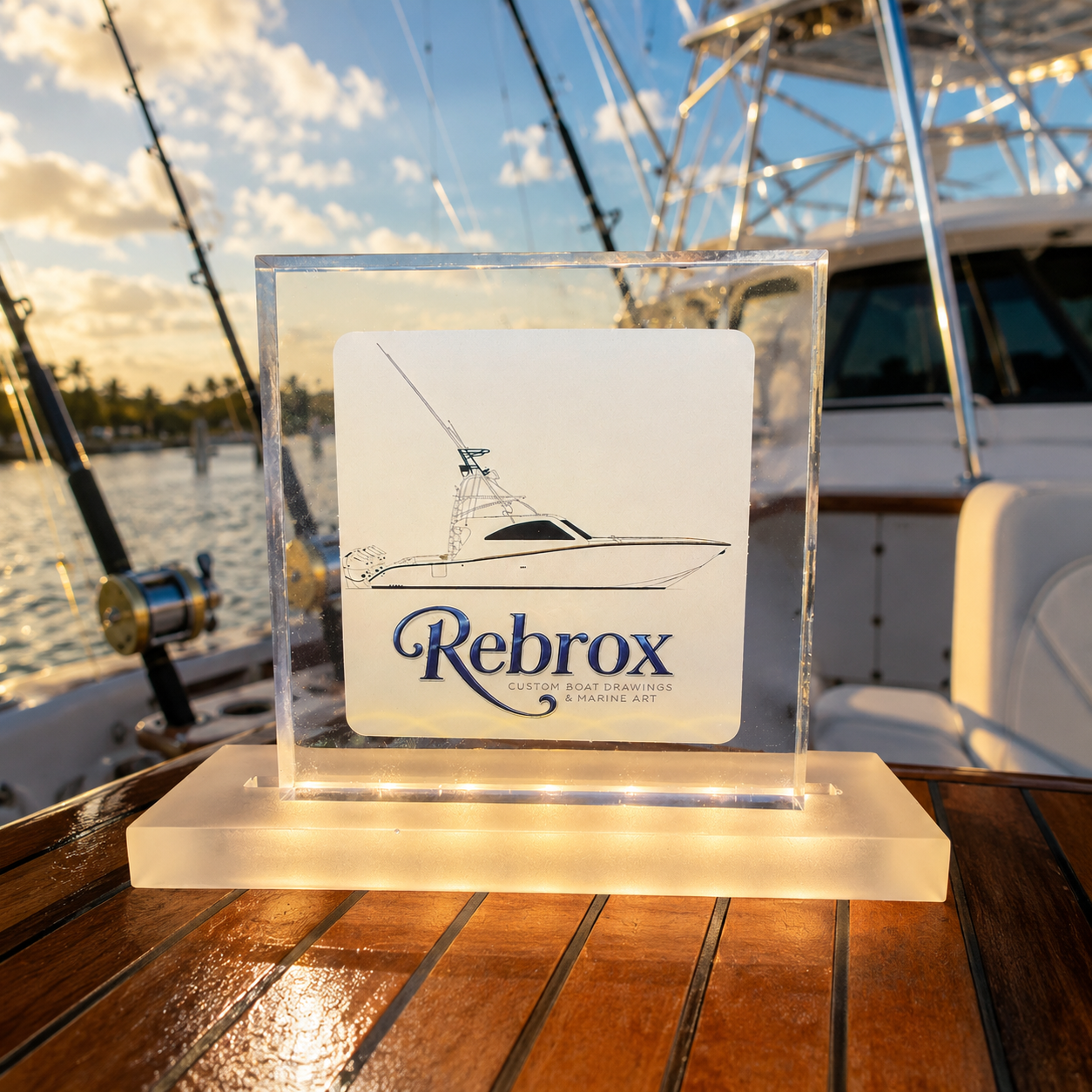 Square Custom Boat Light Block – Personalized LED Boat Art