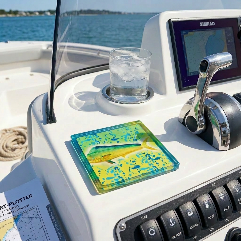 Mahi Skin Resin Coaster – Handcrafted Coastal Drink Coaster