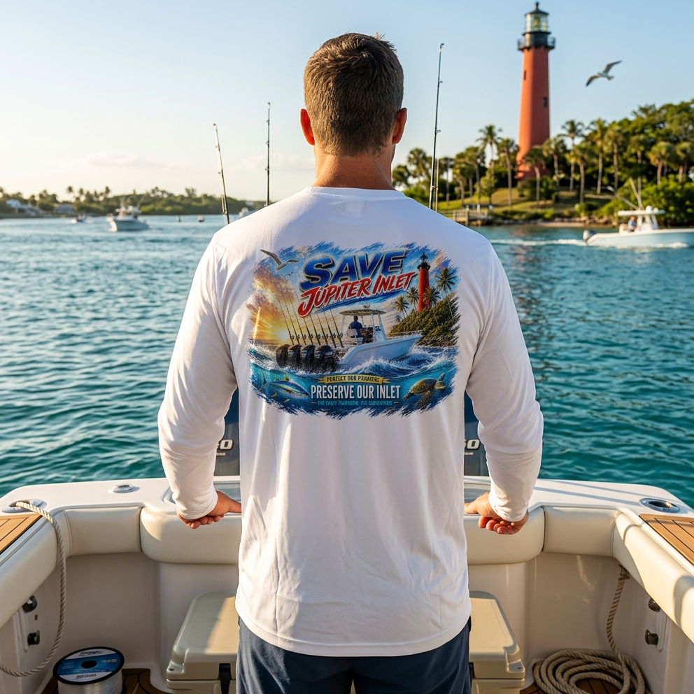 SAVE THE JUPITER INLET Long Sleeve Performance Fishing Shirt