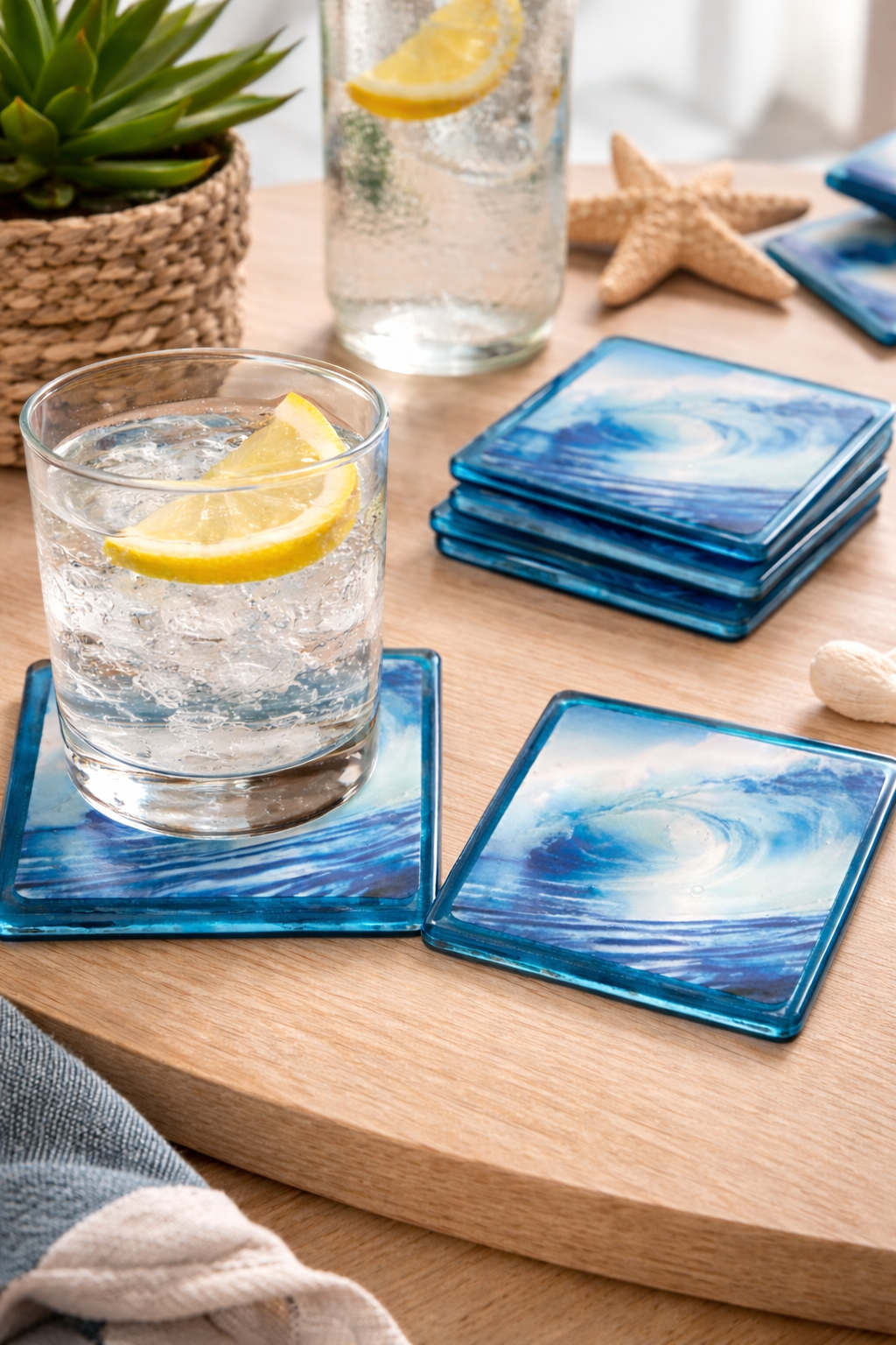 Ocean Wave Resin Coaster – Handcrafted Coastal Drink Coaster