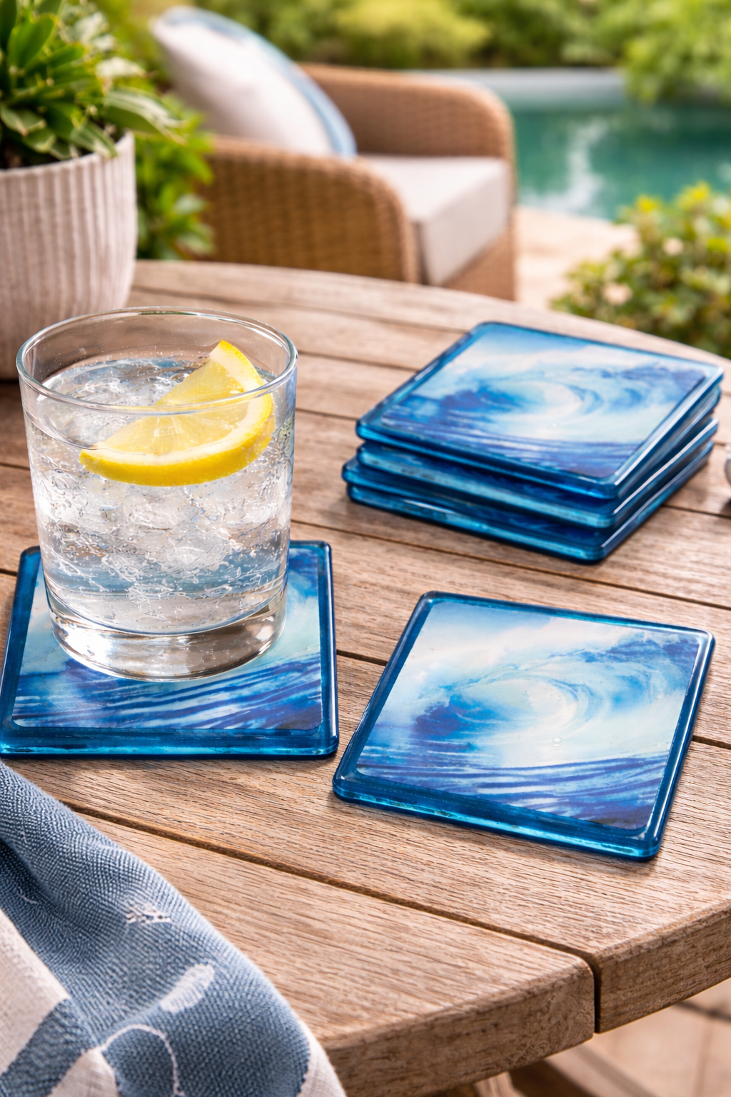 Ocean Wave Resin Coaster – Handcrafted Coastal Drink Coaster