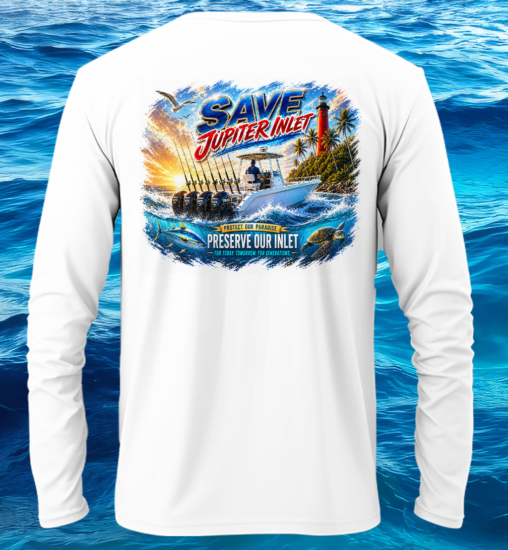 SAVE THE JUPITER INLET Long Sleeve Performance Fishing Shirt