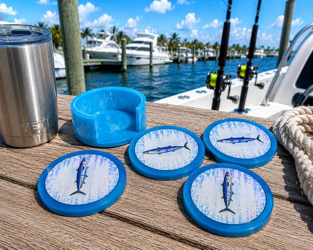 Blue Wahoo Coastal Resin Coaster