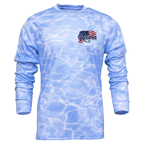 America 250 Performance Fishing Shirt | UPF Sun Protection Long Sleeve | Patriotic Offshore Fishing Tee