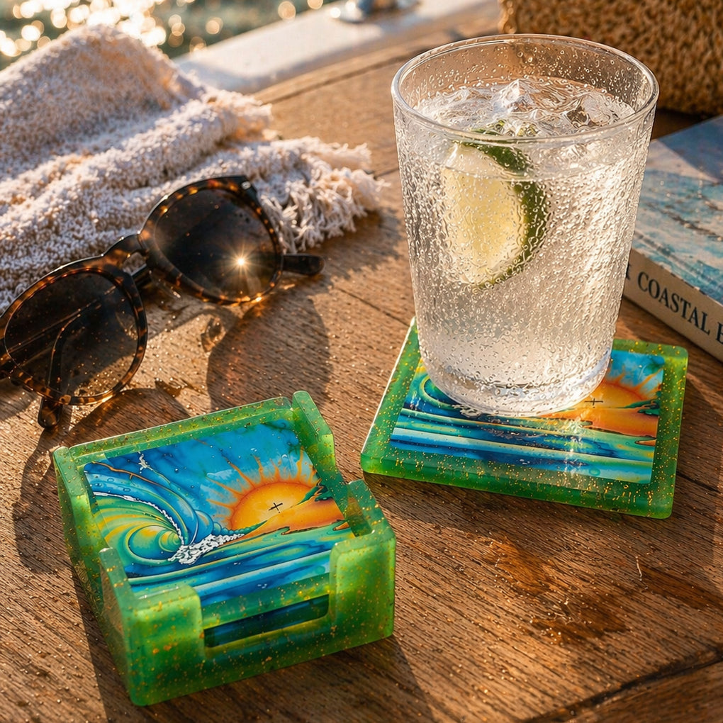 South Florida Wave Resin Drink Coaster