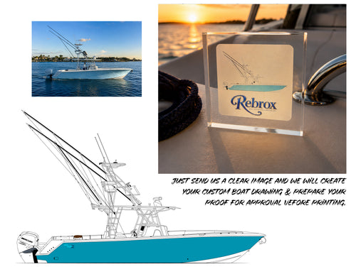 Custom Boat Drawing Resin Coaster Set – Personalized Nautical Coasters (Set of 4)