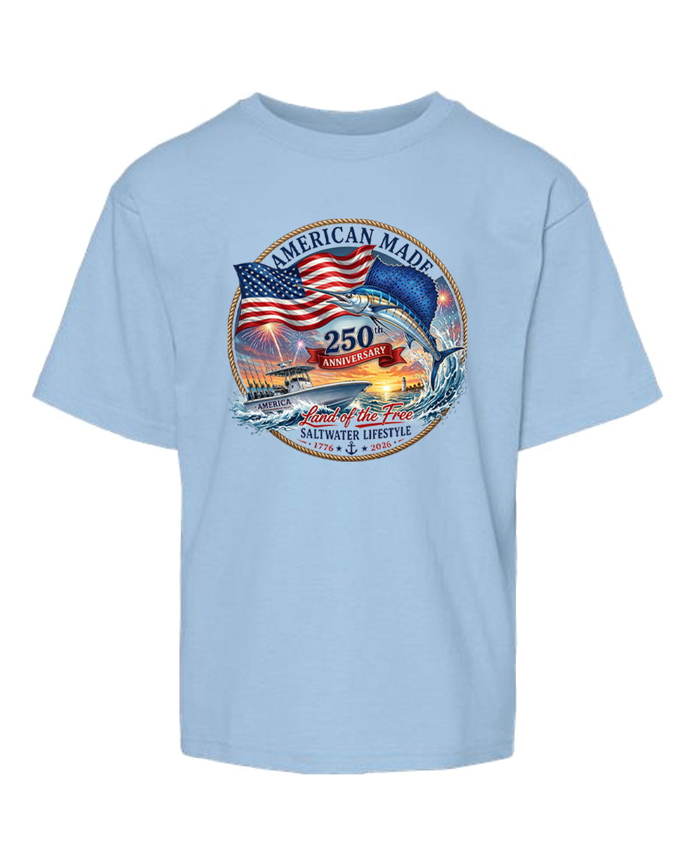 American Made Saltwater Lifestyle 250th Anniversary Youth Tee