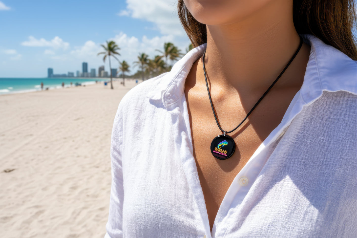 Neon Mahi Pendant Necklace – Coastal Fish Jewelry | Ocean-Inspired Nautical Necklace