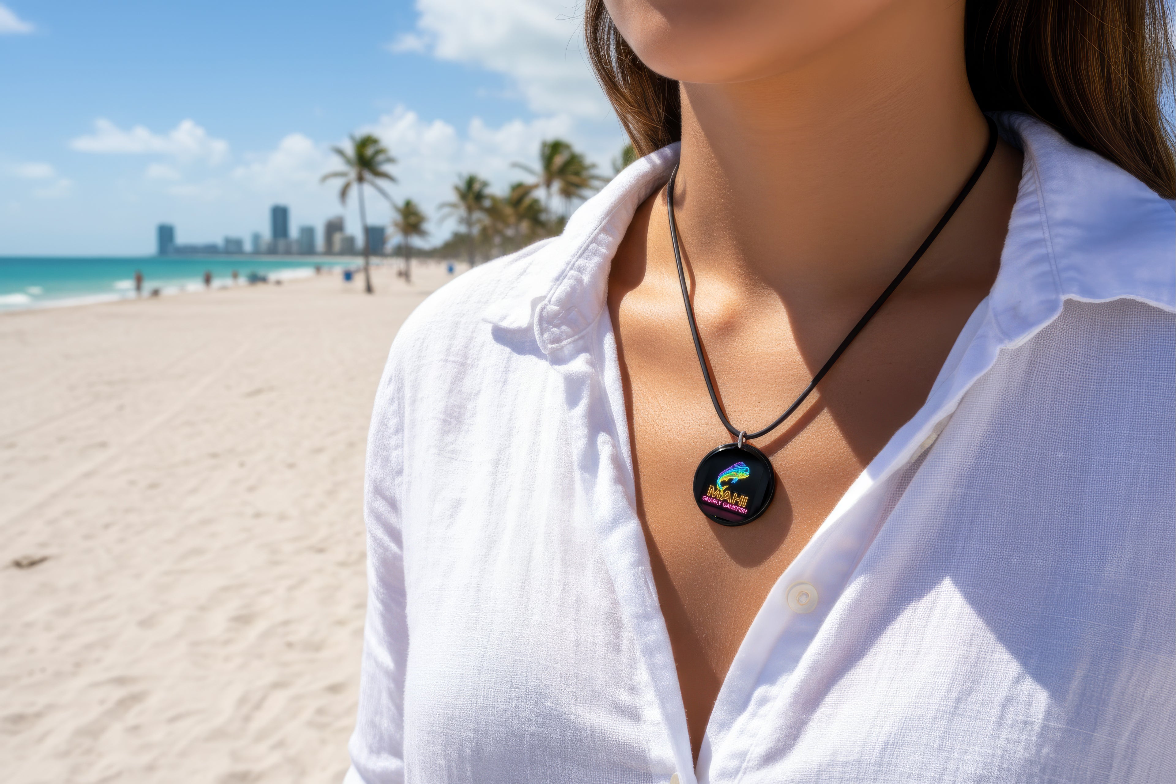 Neon Mahi Pendant Necklace – Coastal Fish Jewelry | Ocean-Inspired Nautical Necklace