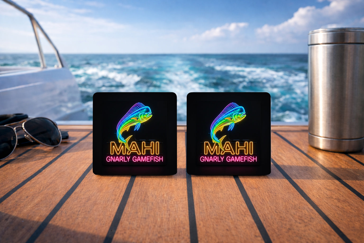 Neon Mahi 3” x 3” Aluminum Fishing Magnet