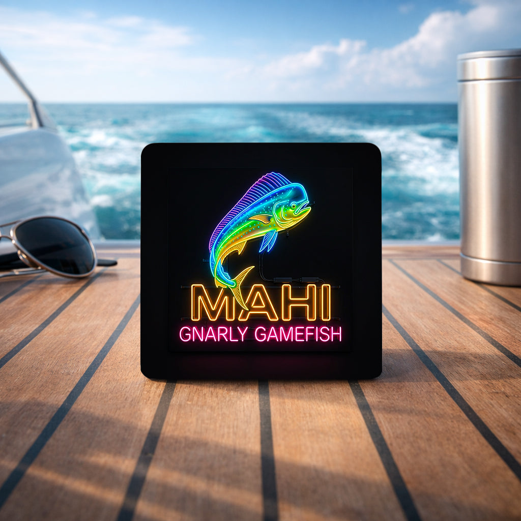 Neon Mahi 3” x 3” Aluminum Fishing Magnet