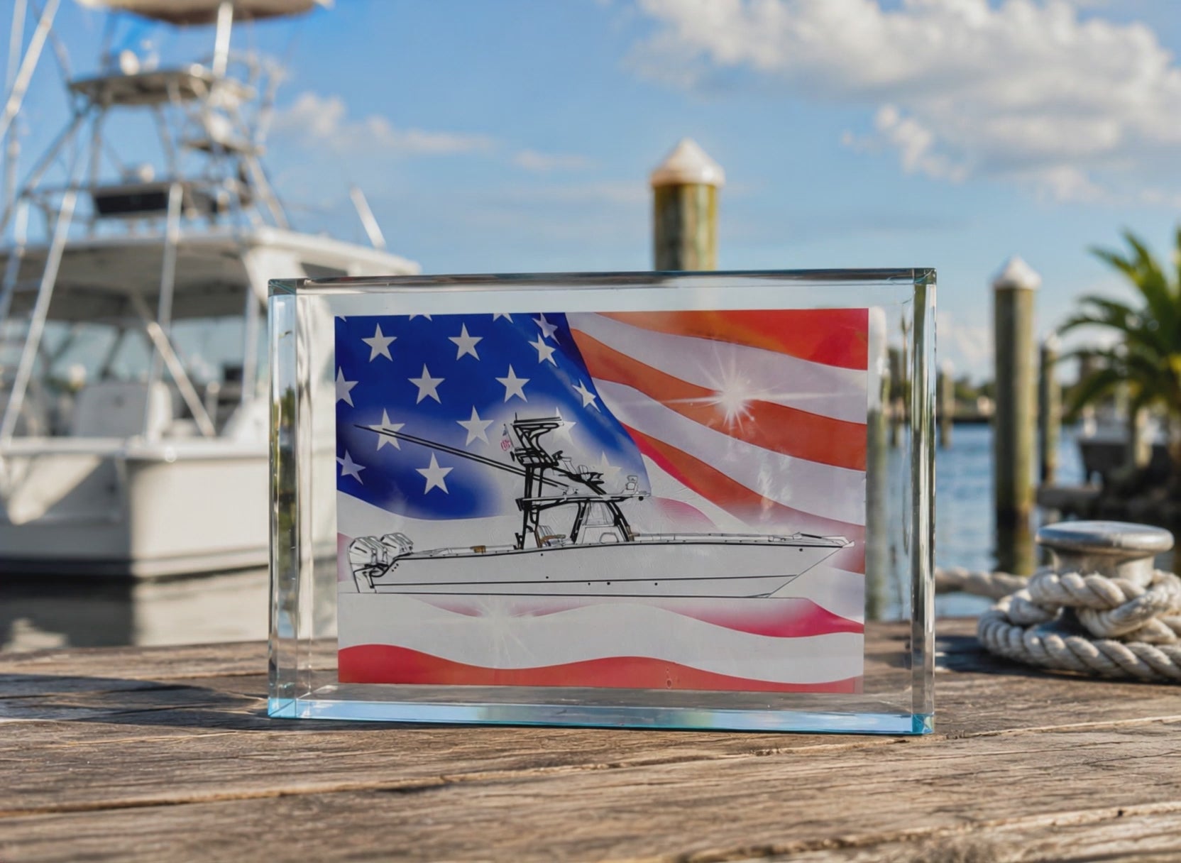 Custom Patriotic Boat Art Block