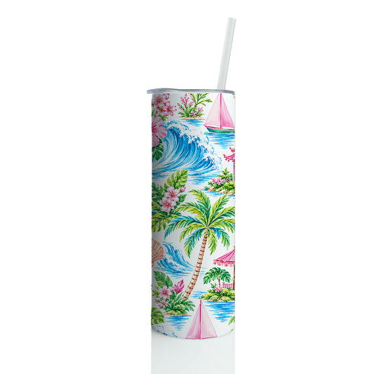 Palm Beach Paradise 20 oz Skinny Tumbler with Straw