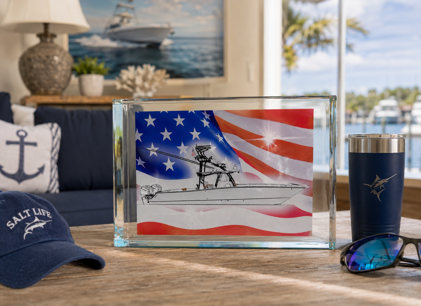 Custom Patriotic Boat Art Block