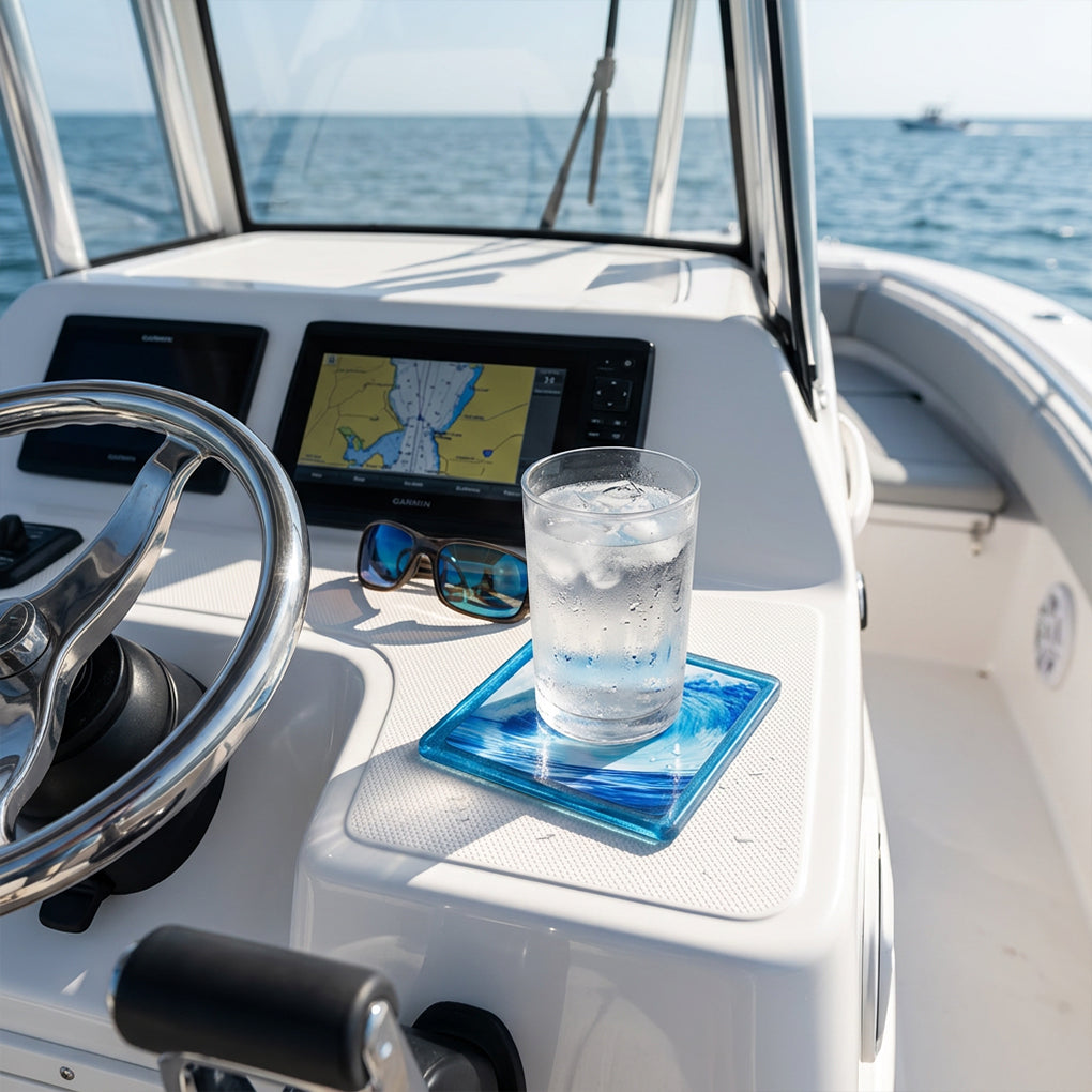 Ocean Wave Resin Coaster – Handcrafted Coastal Drink Coaster