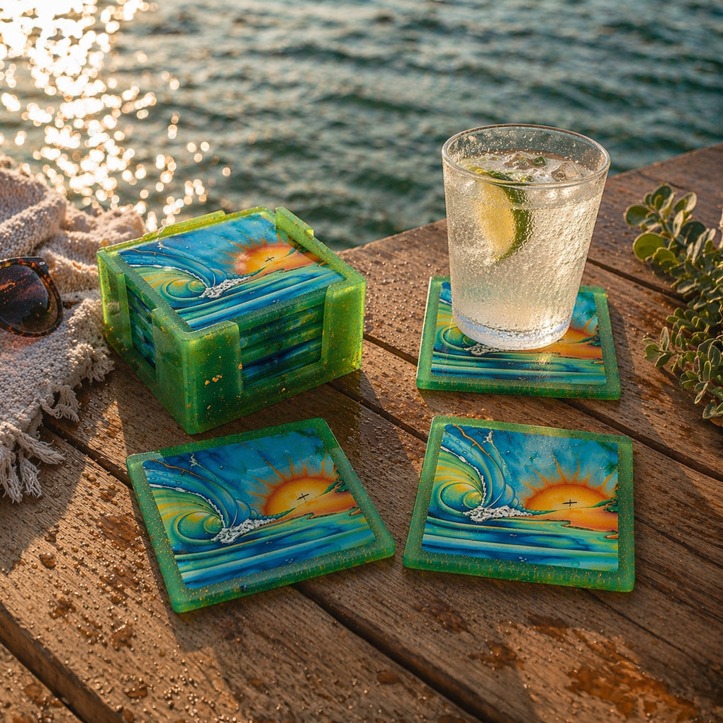 South Florida Wave Resin Drink Coaster